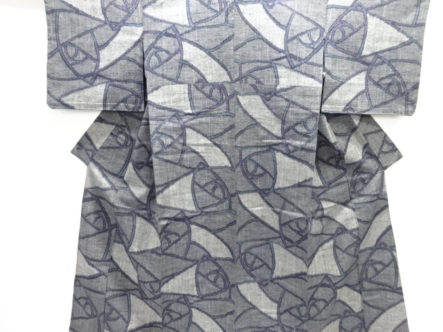 JAPANESE KIMONO / HITOE / TSUMUGI / WOVEN ABSTRACT FLOWER